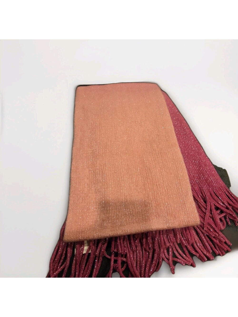 Vintage Pink Fringe Scarf Size 11” X55” NWT Acrylic KMART Brand